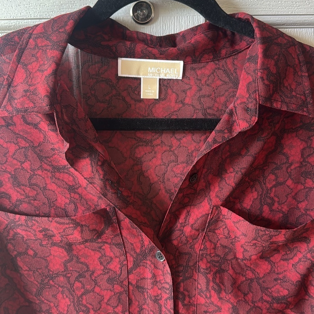 MICHAEL Michael Kors Red Button Down Shirt - Picture 3 of 4